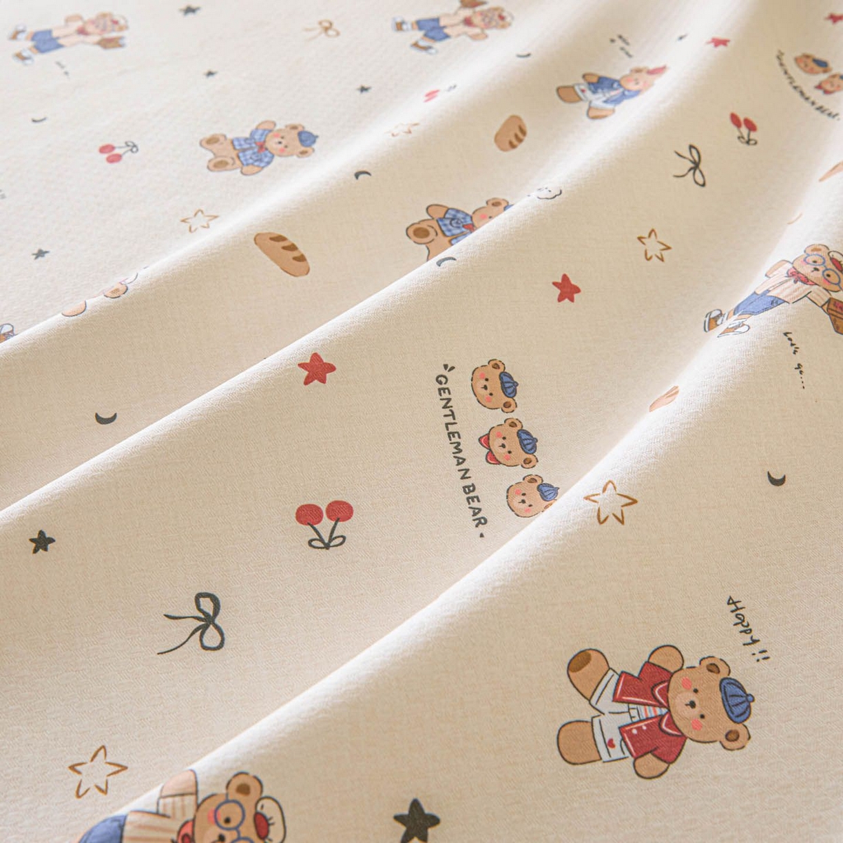 91家纺网 家纺一手货源 找家纺 涵宸家纺 2026新款全棉提花老粗布-单床单 床单-活力熊