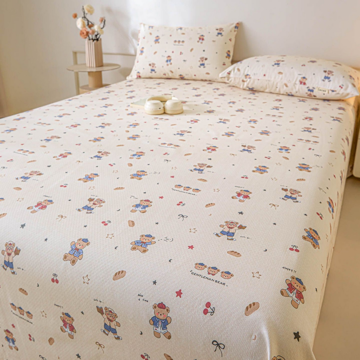 91家纺网 家纺一手货源 找家纺 涵宸家纺 2026新款全棉提花老粗布-单床单 床单-活力熊