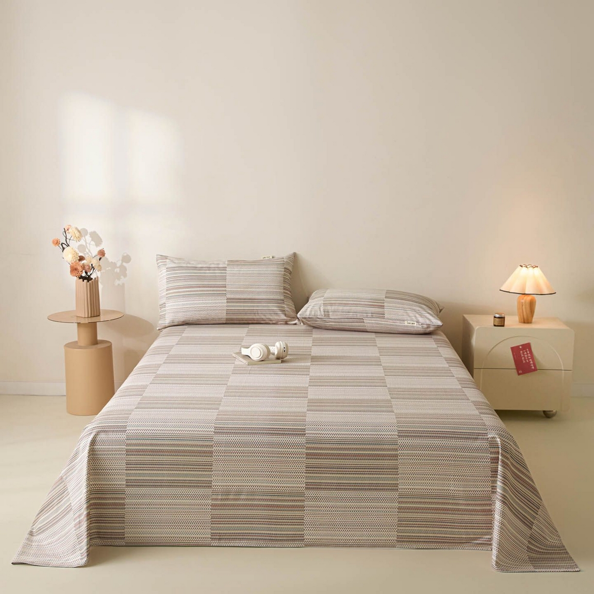 涵宸家纺 2026新款全棉提花老粗布-单床单 床单-经纬格