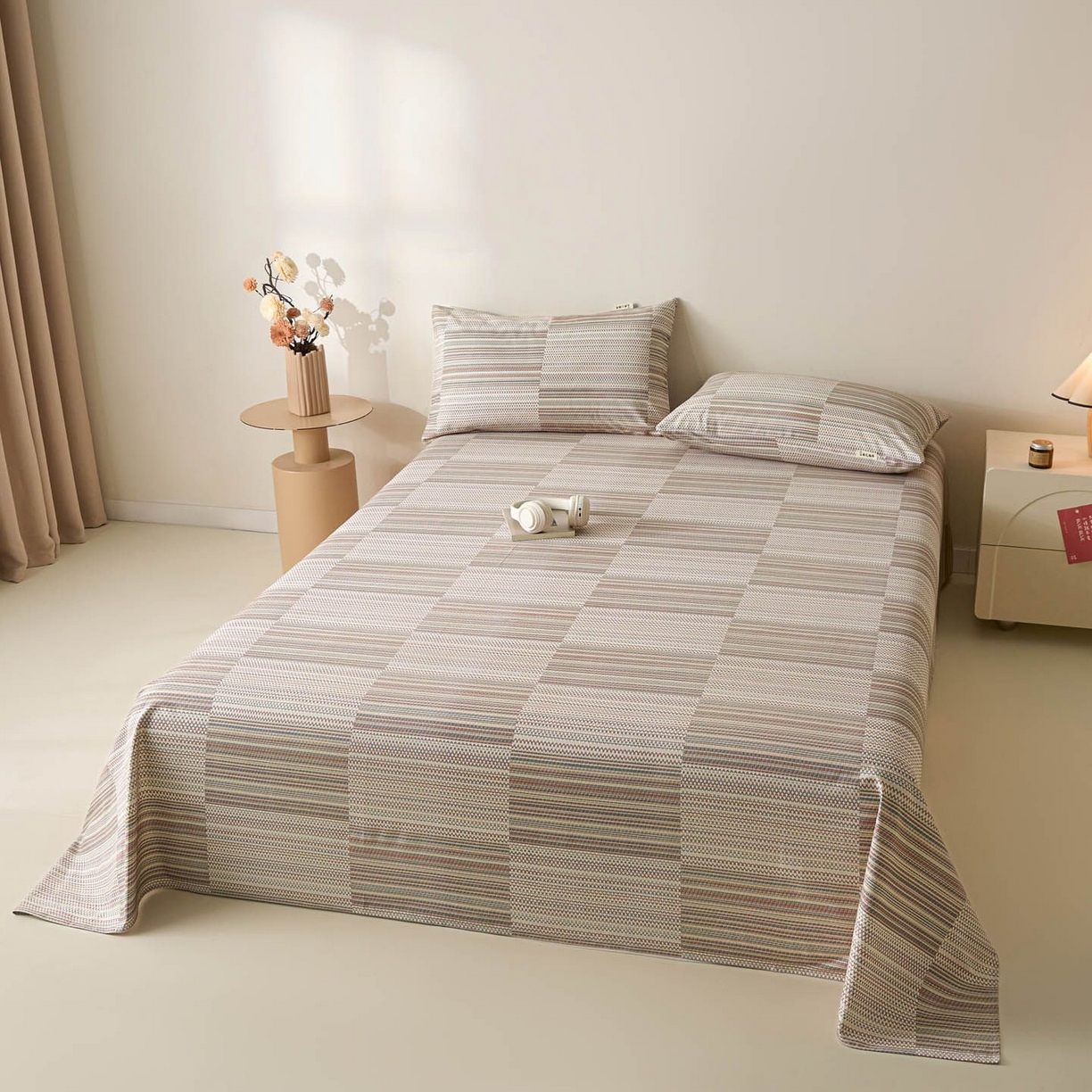 91家纺网 家纺一手货源 找家纺 涵宸家纺 2026新款全棉提花老粗布-单床单 床单-经纬格