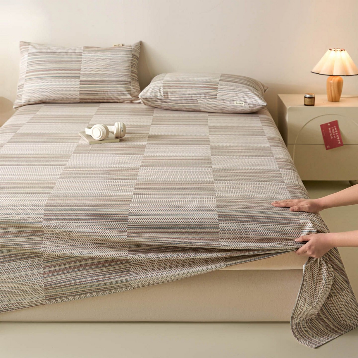 91家纺网 家纺一手货源 找家纺 涵宸家纺 2026新款全棉提花老粗布-单床单 床单-经纬格