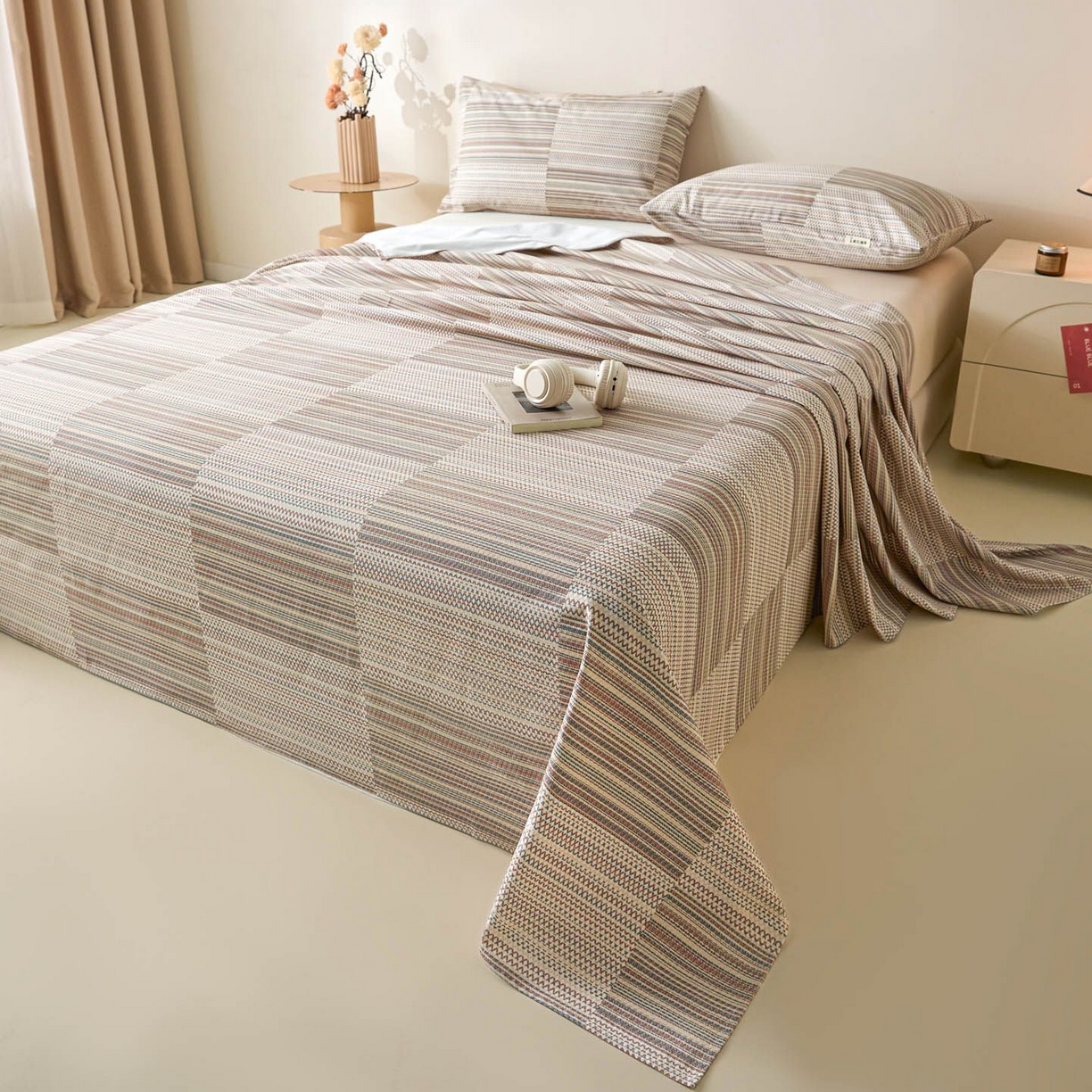 91家纺网 家纺一手货源 找家纺 涵宸家纺 2026新款全棉提花老粗布-单床单 床单-经纬格