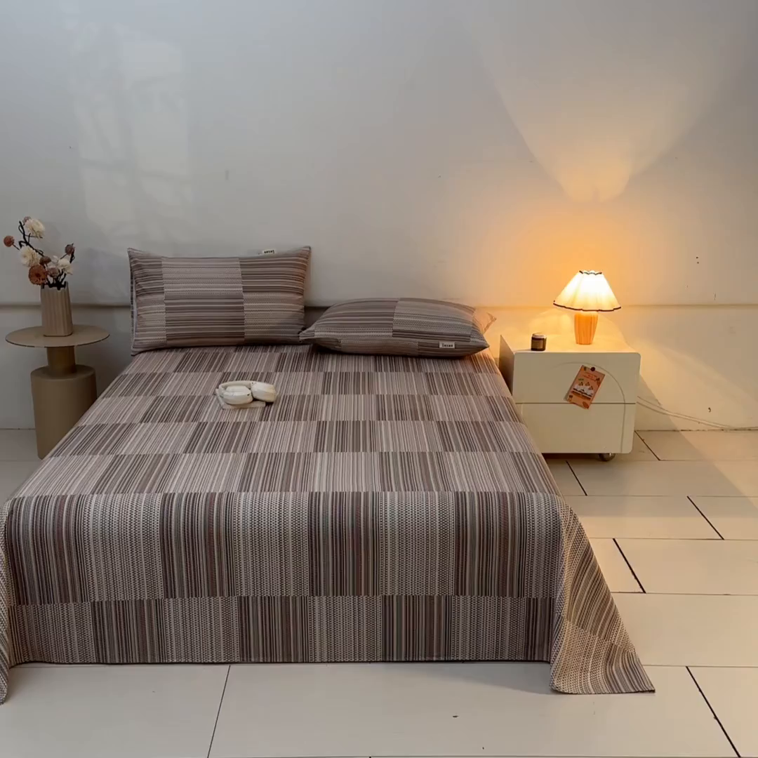 91家纺网 家纺一手货源 找家纺 涵宸家纺 2026新款全棉提花老粗布-单床单 床单-经纬格