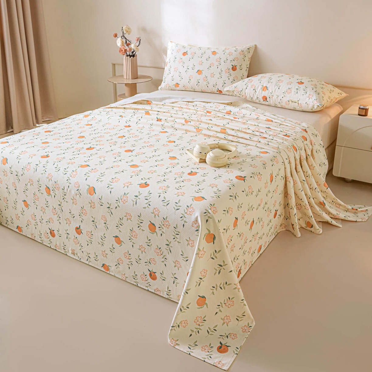 91家纺网 家纺一手货源 找家纺 涵宸家纺 2026新款全棉提花老粗布-单床单 床单-桔趣