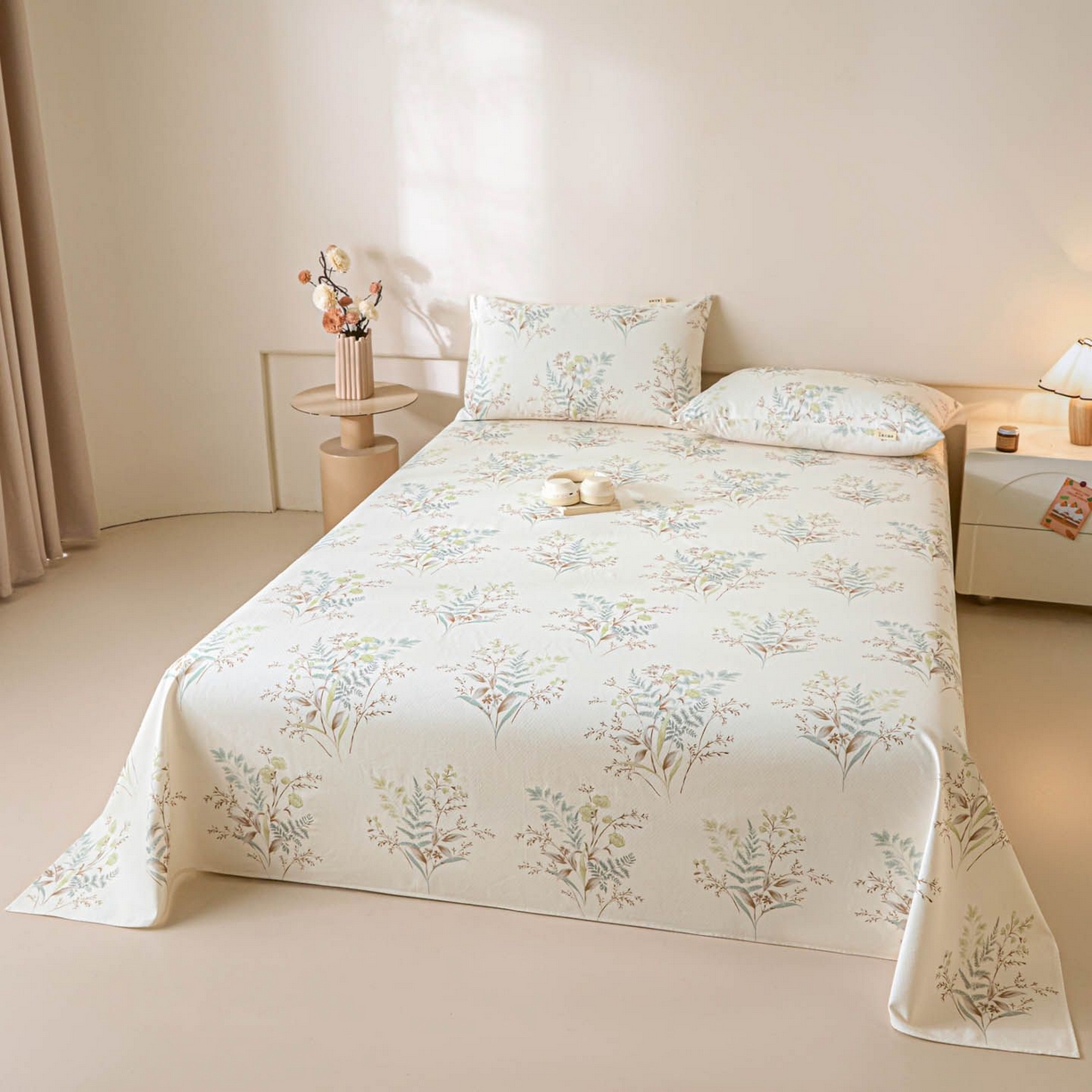 91家纺网 家纺一手货源 找家纺 涵宸家纺 2026新款全棉提花老粗布-单床单 床单-绿意然