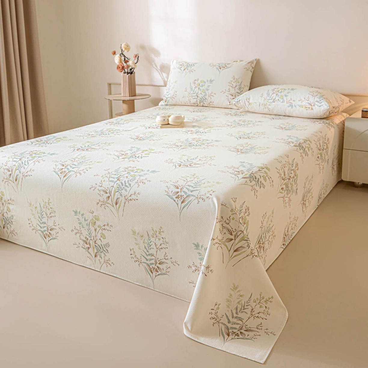 91家纺网 家纺一手货源 找家纺 涵宸家纺 2026新款全棉提花老粗布-单床单 床单-绿意然