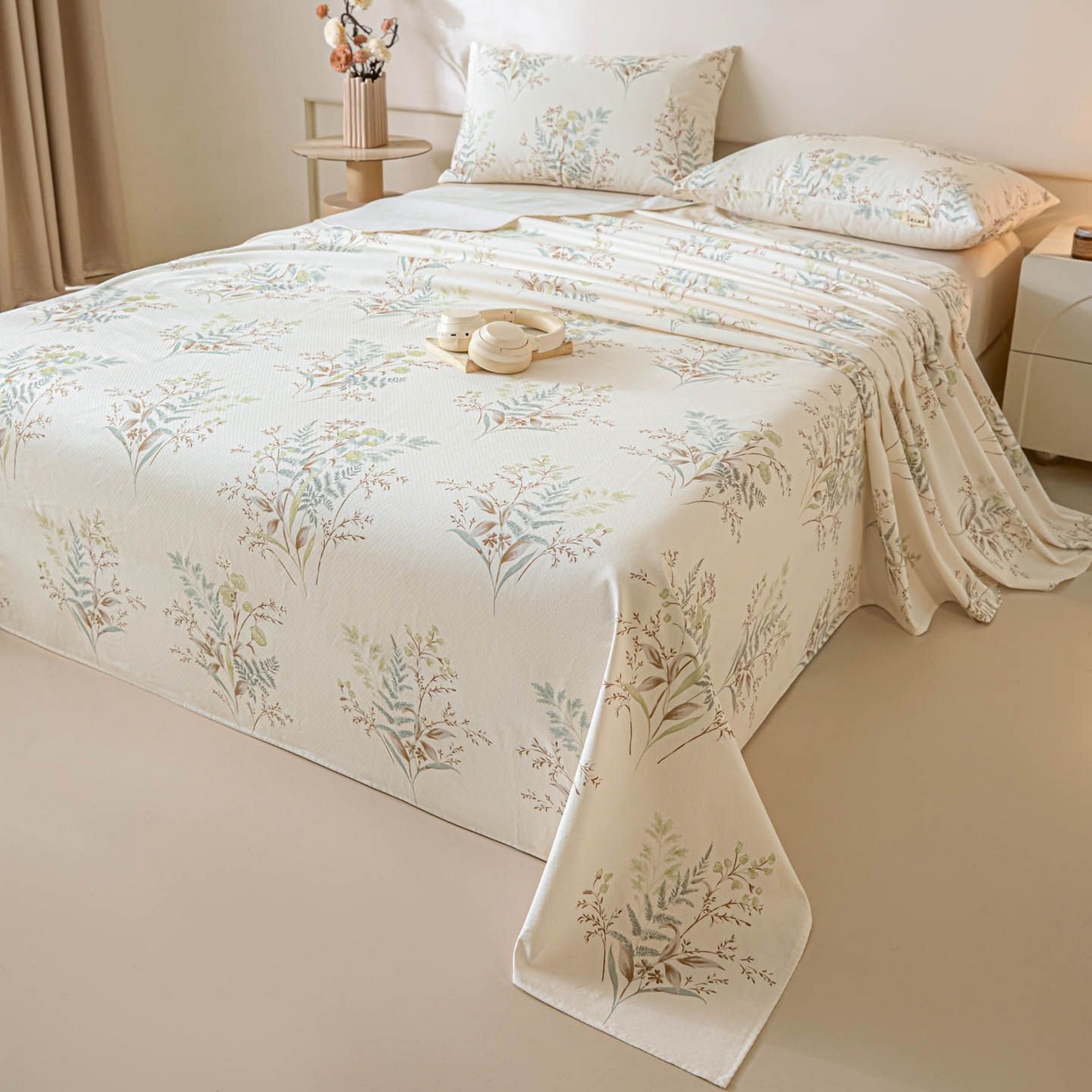 91家纺网 家纺一手货源 找家纺 涵宸家纺 2026新款全棉提花老粗布-单床单 床单-绿意然