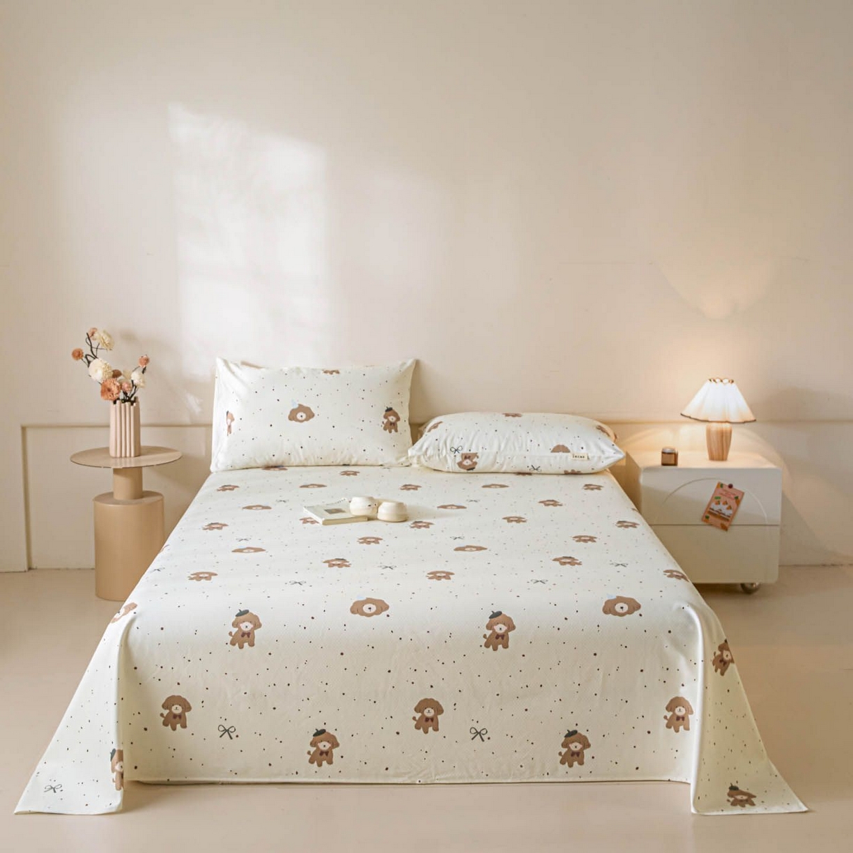 涵宸家纺 2026新款全棉提花老粗布-单床单 床单-萌犬礼