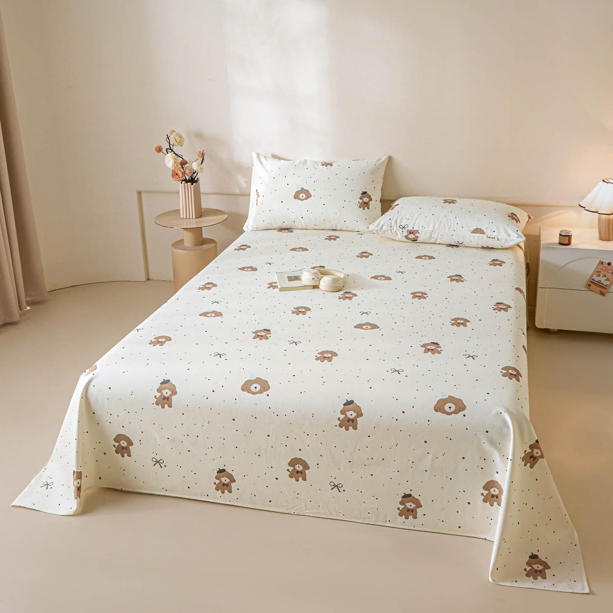 91家纺网 家纺一手货源 找家纺 涵宸家纺 2026新款全棉提花老粗布-单床单 床单-萌犬礼