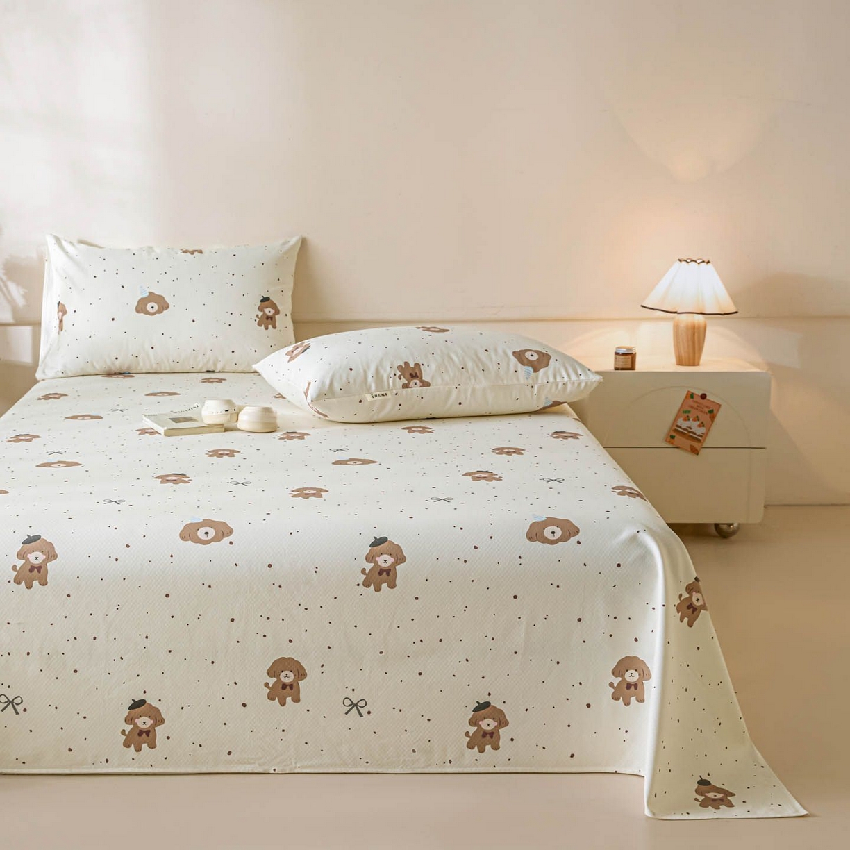 91家纺网 家纺一手货源 找家纺 涵宸家纺 2026新款全棉提花老粗布-单床单 床单-萌犬礼