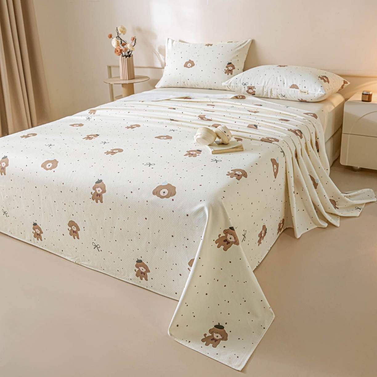 91家纺网 家纺一手货源 找家纺 涵宸家纺 2026新款全棉提花老粗布-单床单 床单-萌犬礼