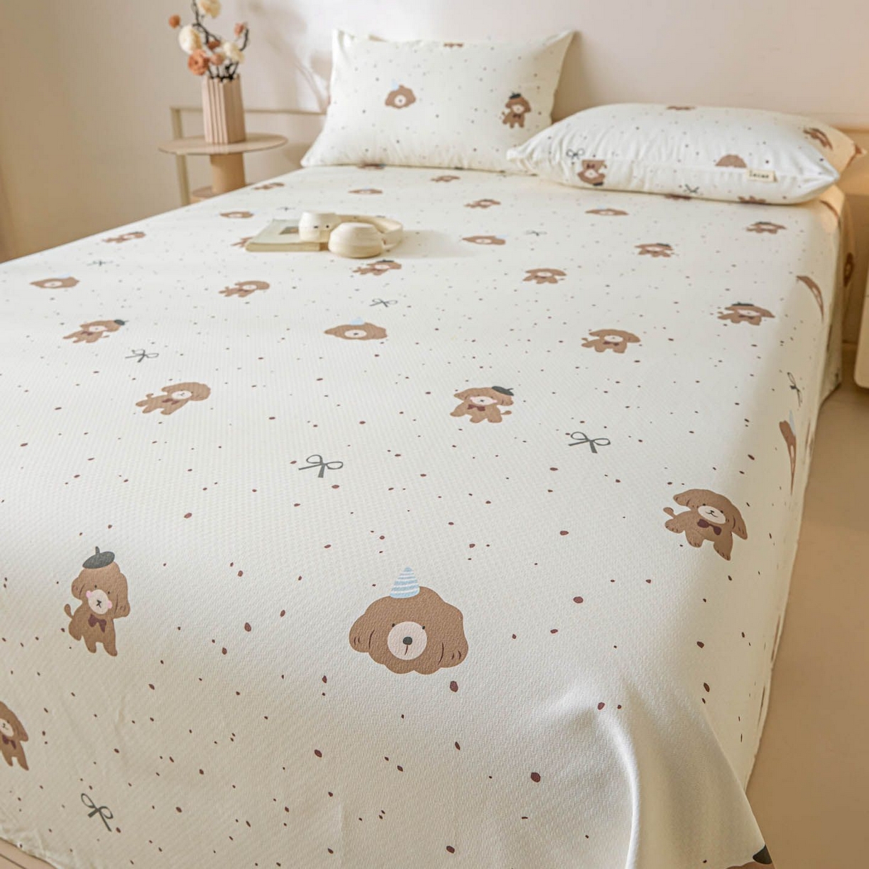 91家纺网 家纺一手货源 找家纺 涵宸家纺 2026新款全棉提花老粗布-单床单 床单-萌犬礼