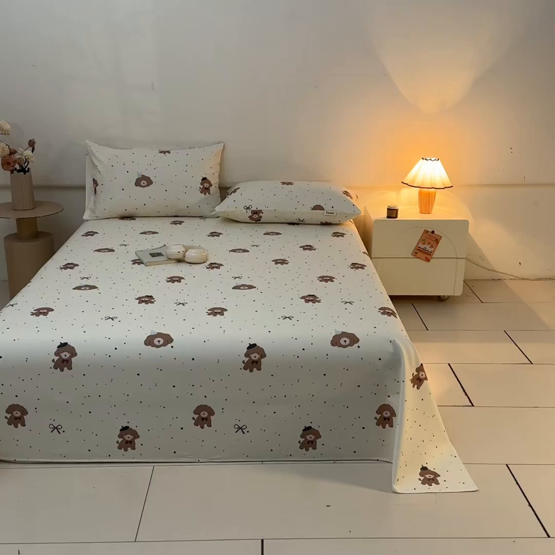 91家纺网 家纺一手货源 找家纺 涵宸家纺 2026新款全棉提花老粗布-单床单 床单-萌犬礼