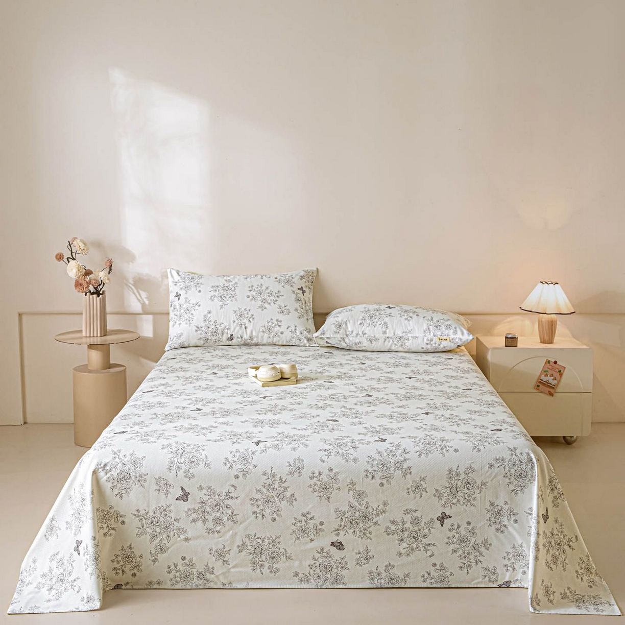 涵宸家纺 2026新款全棉提花老粗布-单床单 床单-墨蝶