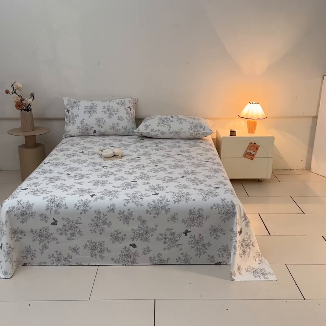 91家纺网 家纺一手货源 找家纺 涵宸家纺 2026新款全棉提花老粗布-单床单 床单-墨蝶