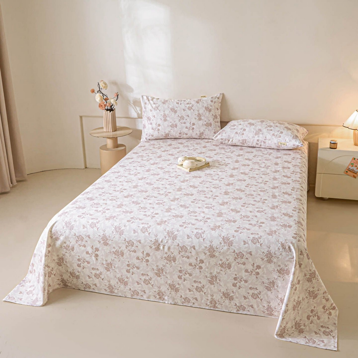 91家纺网 家纺一手货源 找家纺 涵宸家纺 2026新款全棉提花老粗布-单床单 床单-暖花甜梦