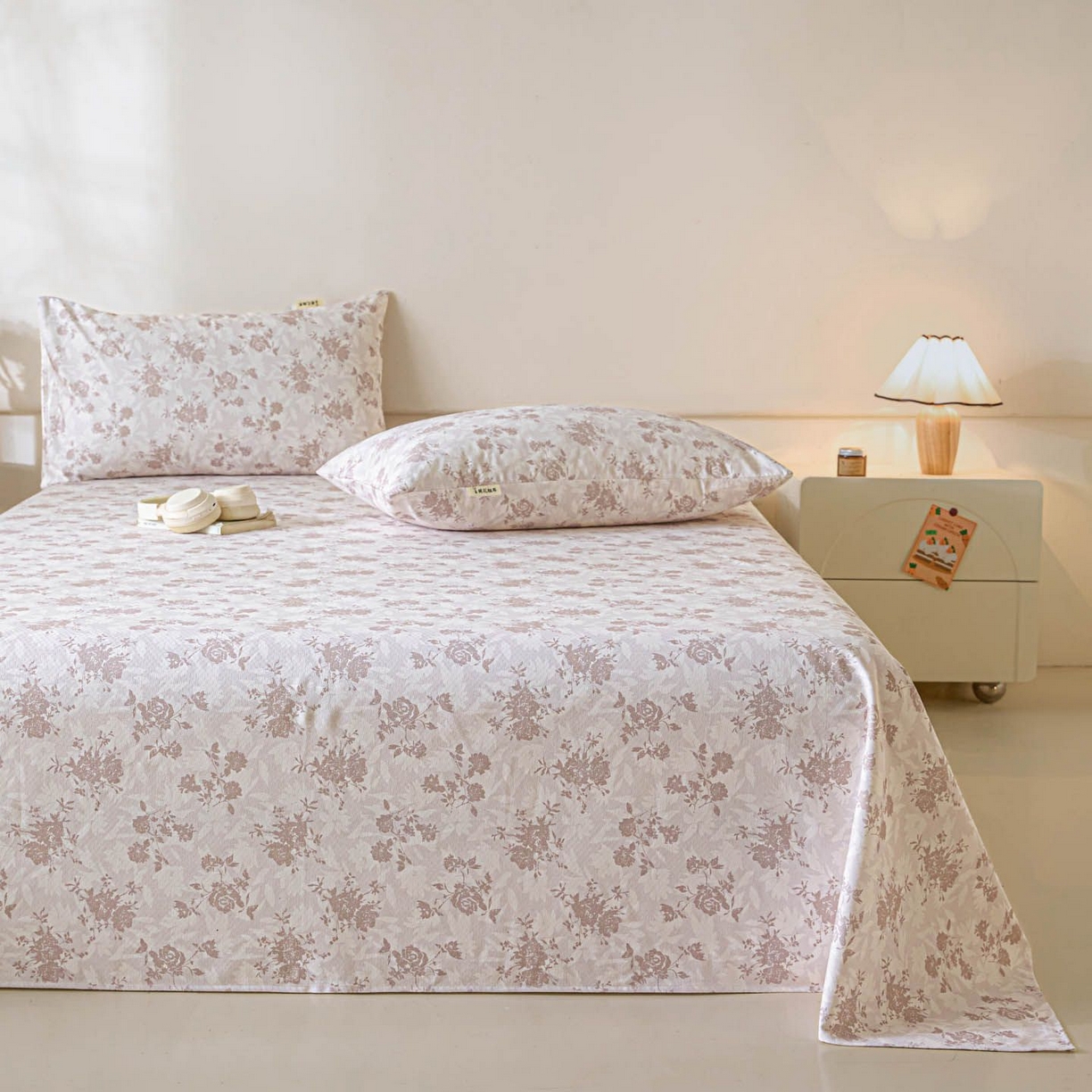 91家纺网 家纺一手货源 找家纺 涵宸家纺 2026新款全棉提花老粗布-单床单 床单-暖花甜梦