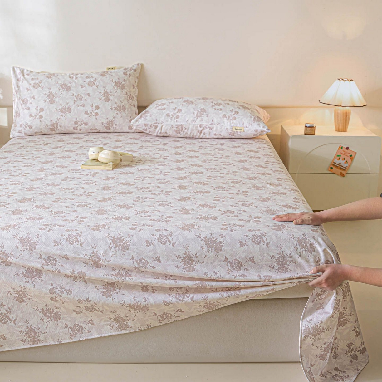 91家纺网 家纺一手货源 找家纺 涵宸家纺 2026新款全棉提花老粗布-单床单 床单-暖花甜梦