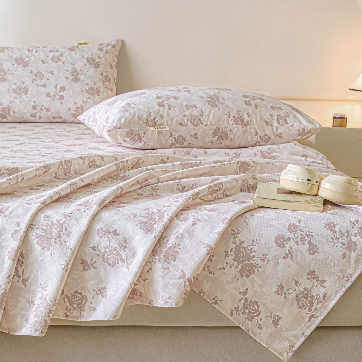 91家纺网 家纺一手货源 找家纺 涵宸家纺 2026新款全棉提花老粗布-单床单 床单-暖花甜梦