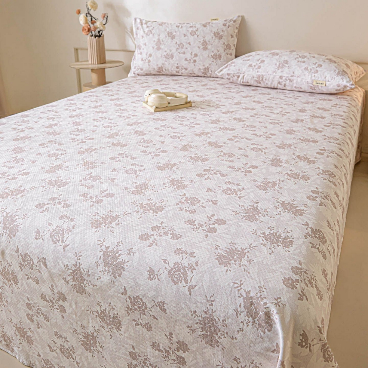 91家纺网 家纺一手货源 找家纺 涵宸家纺 2026新款全棉提花老粗布-单床单 床单-暖花甜梦