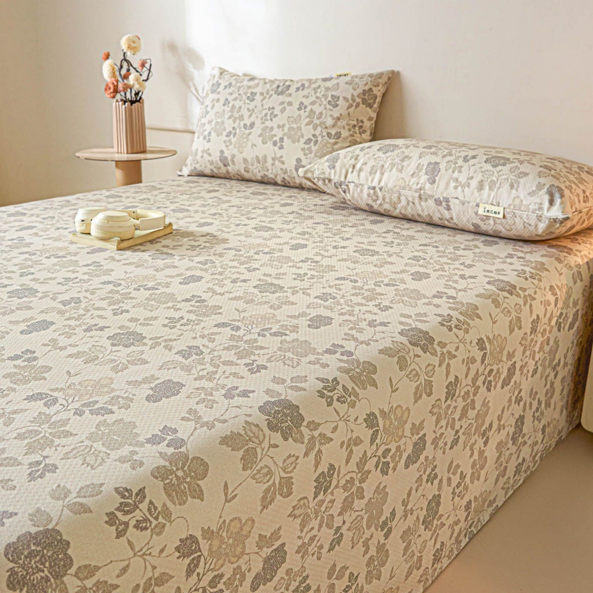 91家纺网 家纺一手货源 找家纺 涵宸家纺 2026新款全棉提花老粗布-单床单 床单-藤间花