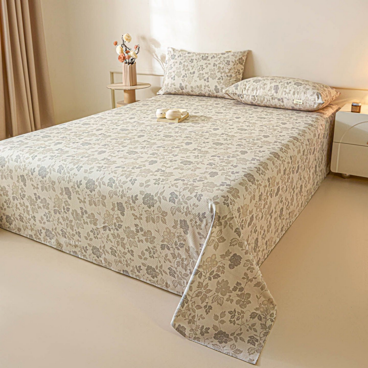 91家纺网 家纺一手货源 找家纺 涵宸家纺 2026新款全棉提花老粗布-单床单 床单-藤间花