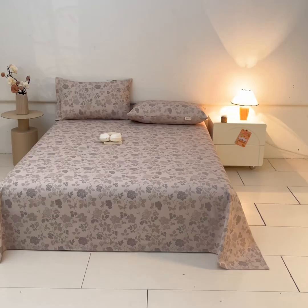 91家纺网 家纺一手货源 找家纺 涵宸家纺 2026新款全棉提花老粗布-单床单 床单-藤间花