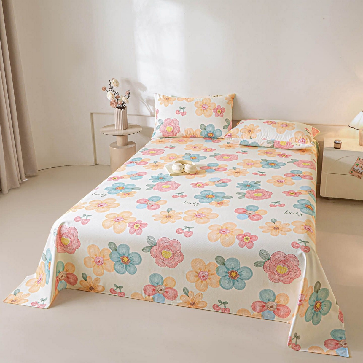 91家纺网 家纺一手货源 找家纺 涵宸家纺 2026新款全棉提花老粗布-单床单 床单-甜樱记