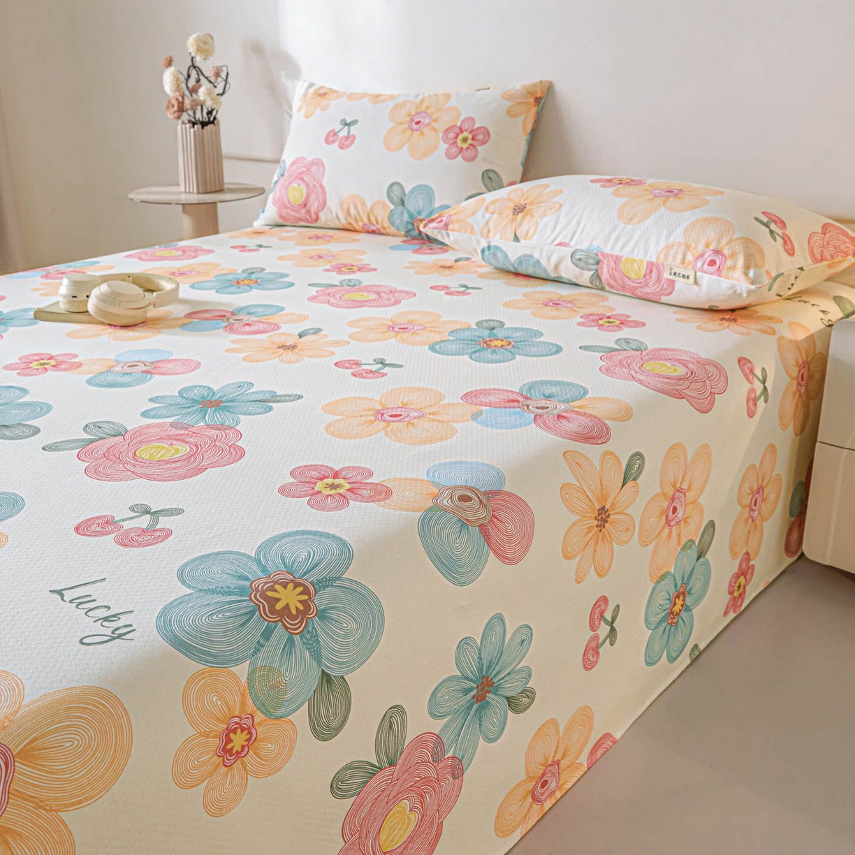 91家纺网 家纺一手货源 找家纺 涵宸家纺 2026新款全棉提花老粗布-单床单 床单-甜樱记