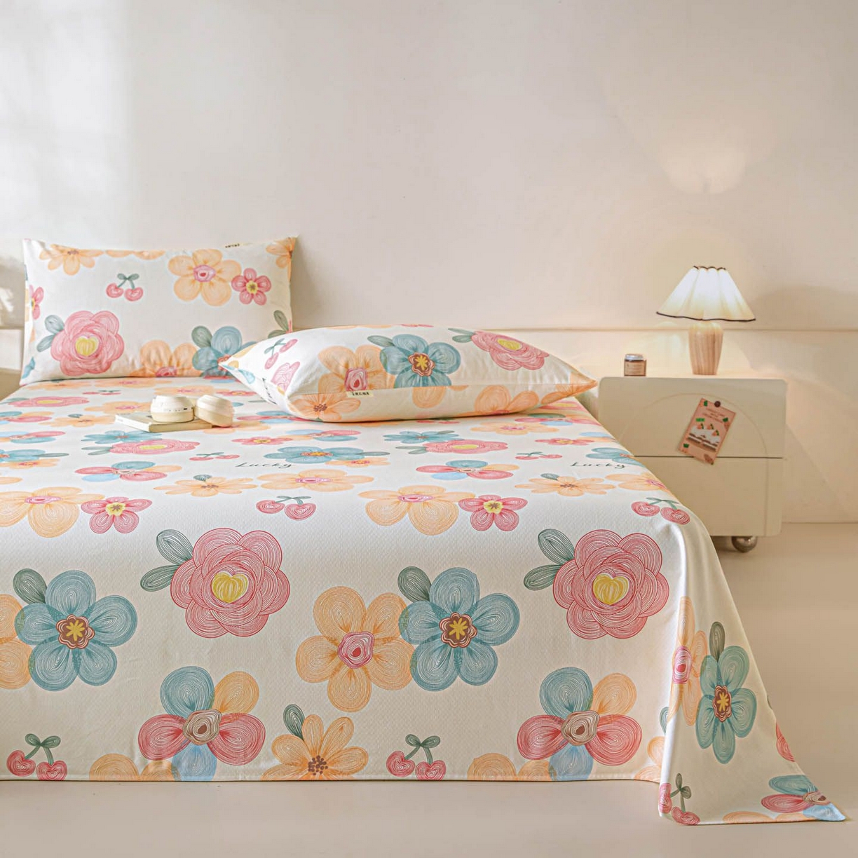 91家纺网 家纺一手货源 找家纺 涵宸家纺 2026新款全棉提花老粗布-单床单 床单-甜樱记