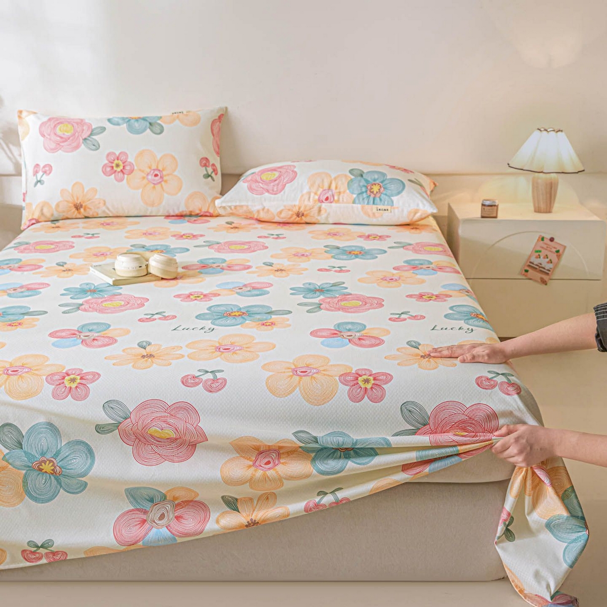 91家纺网 家纺一手货源 找家纺 涵宸家纺 2026新款全棉提花老粗布-单床单 床单-甜樱记