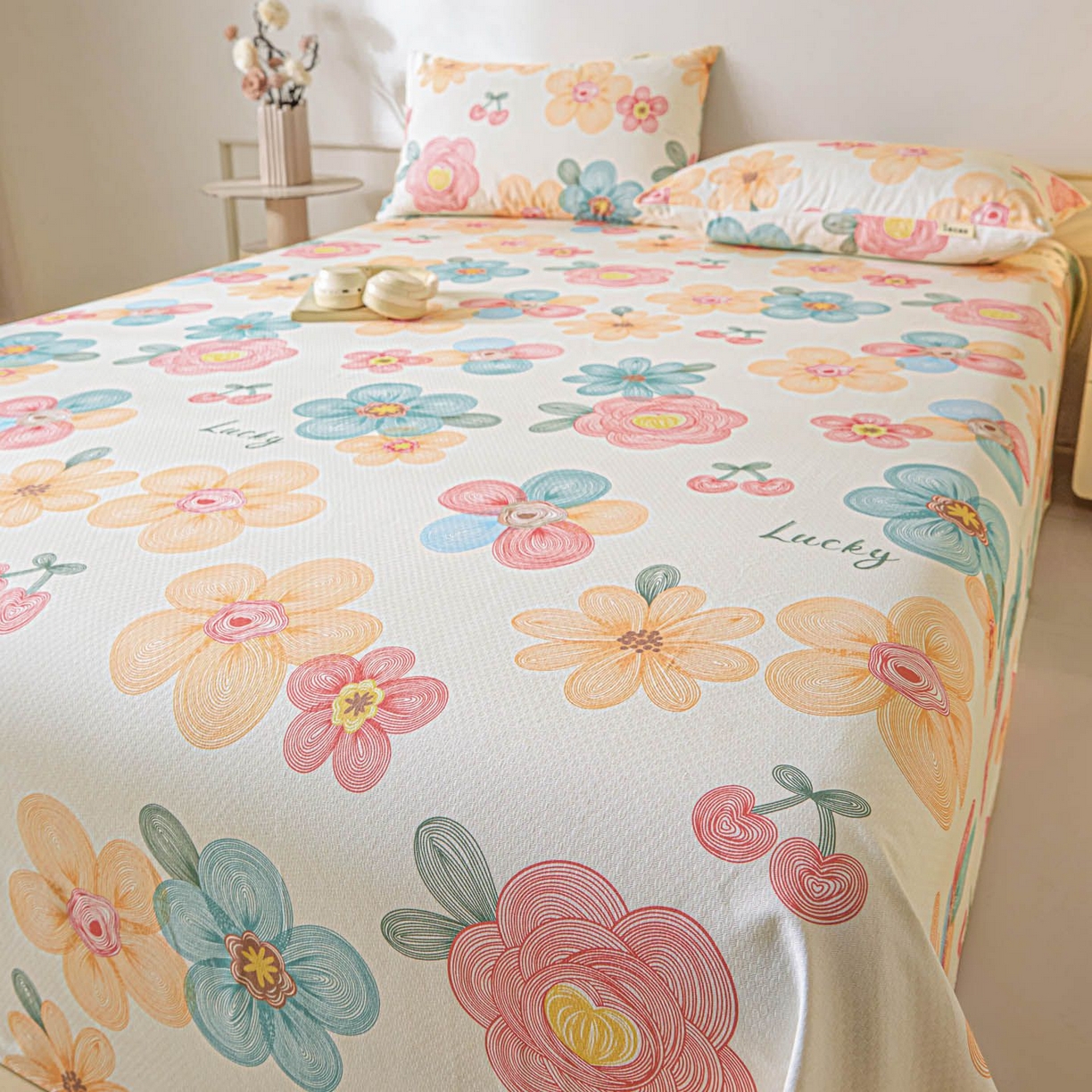 91家纺网 家纺一手货源 找家纺 涵宸家纺 2026新款全棉提花老粗布-单床单 床单-甜樱记