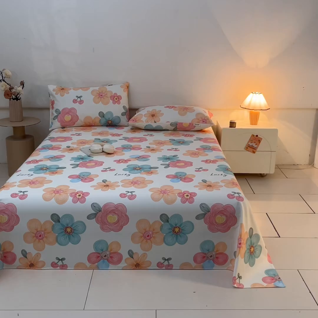 91家纺网 家纺一手货源 找家纺 涵宸家纺 2026新款全棉提花老粗布-单床单 床单-甜樱记