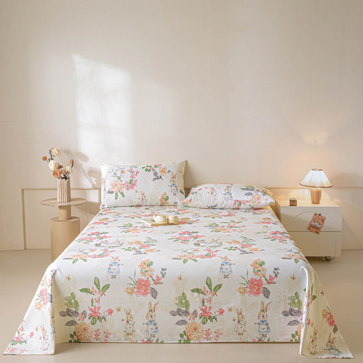涵宸家纺 2026新款全棉提花老粗布-单床单 床单-兔伴花