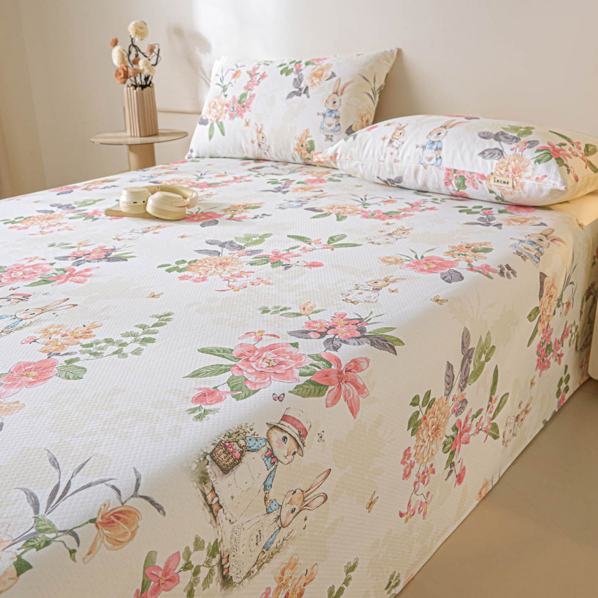 91家纺网 家纺一手货源 找家纺 涵宸家纺 2026新款全棉提花老粗布-单床单 床单-兔伴花