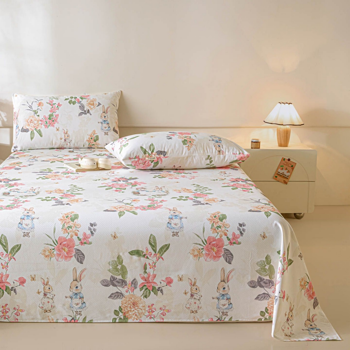 91家纺网 家纺一手货源 找家纺 涵宸家纺 2026新款全棉提花老粗布-单床单 床单-兔伴花