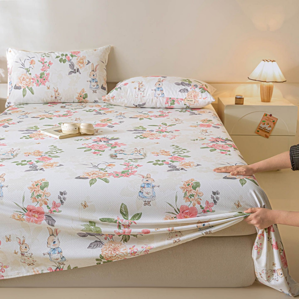91家纺网 家纺一手货源 找家纺 涵宸家纺 2026新款全棉提花老粗布-单床单 床单-兔伴花