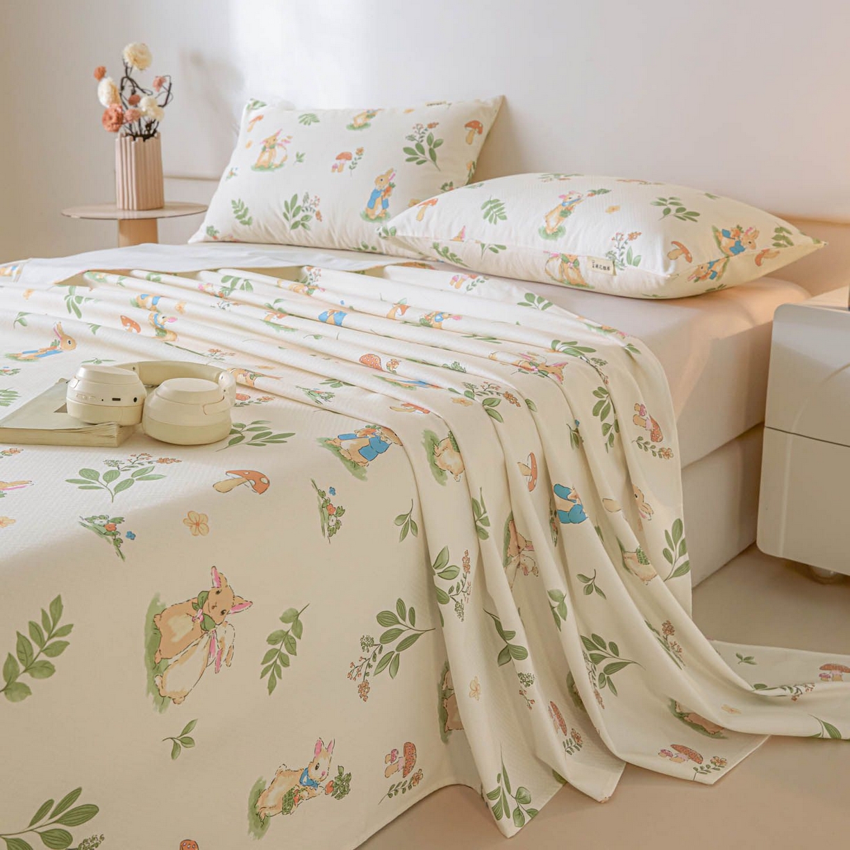 91家纺网 家纺一手货源 找家纺 涵宸家纺 2026新款全棉提花老粗布-单床单 床单-兔屿