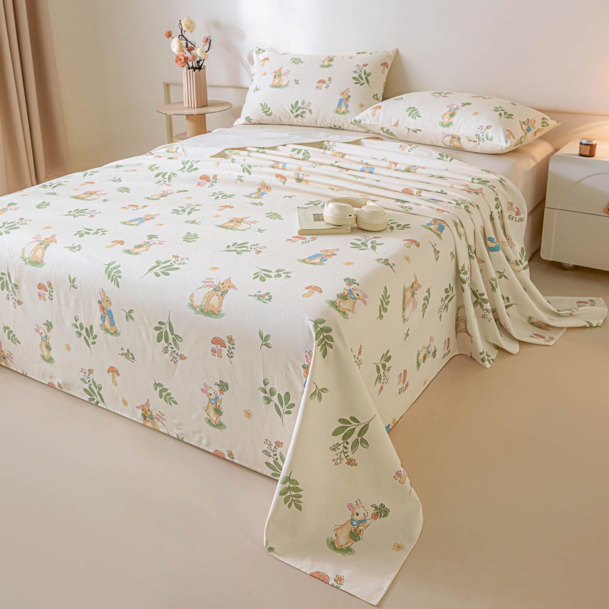 91家纺网 家纺一手货源 找家纺 涵宸家纺 2026新款全棉提花老粗布-单床单 床单-兔屿