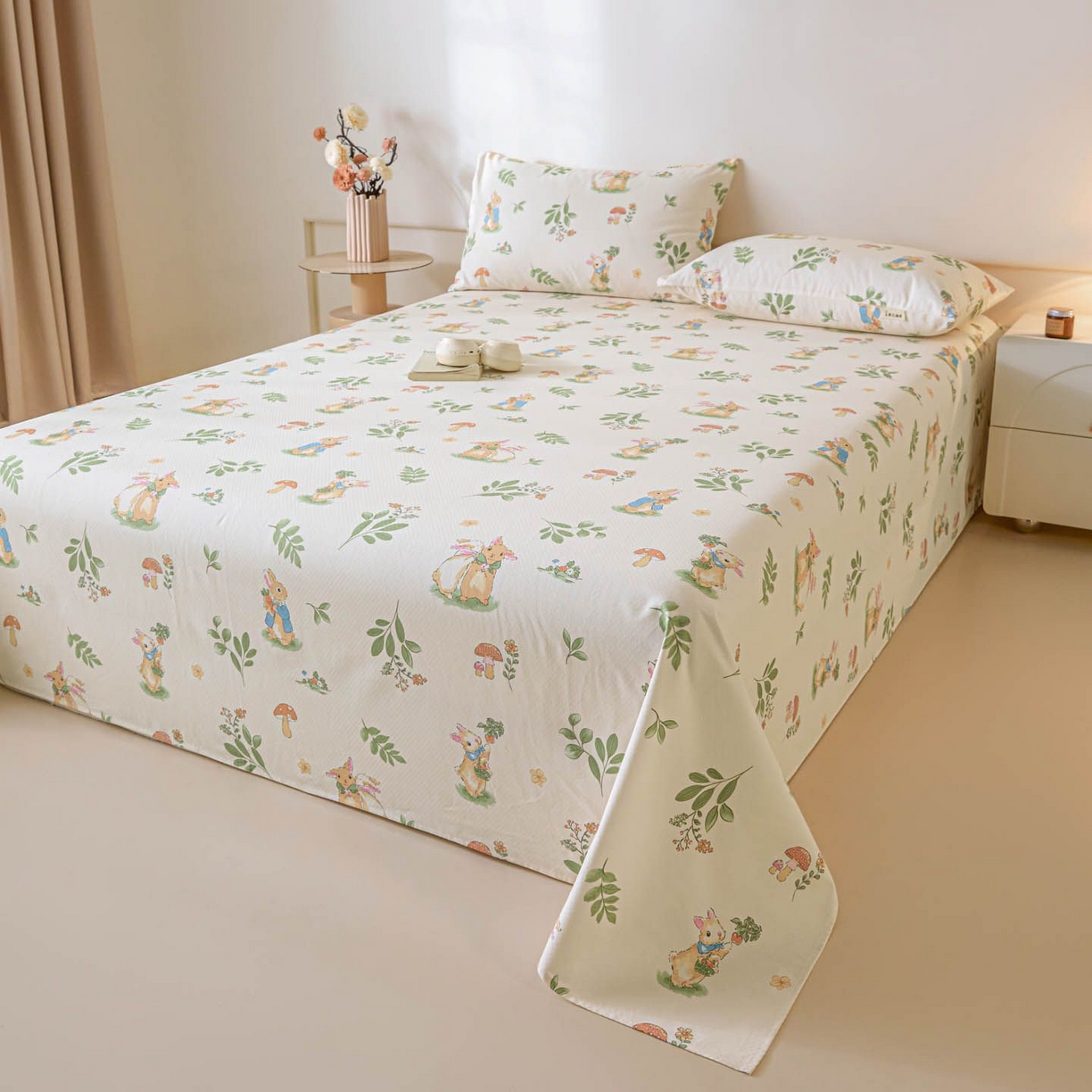 91家纺网 家纺一手货源 找家纺 涵宸家纺 2026新款全棉提花老粗布-单床单 床单-兔屿