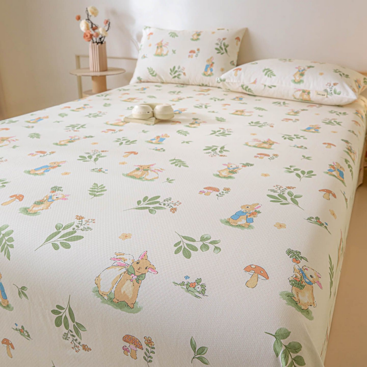 91家纺网 家纺一手货源 找家纺 涵宸家纺 2026新款全棉提花老粗布-单床单 床单-兔屿