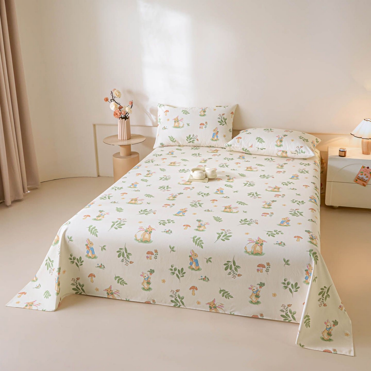 91家纺网 家纺一手货源 找家纺 涵宸家纺 2026新款全棉提花老粗布-单床单 床单-兔屿