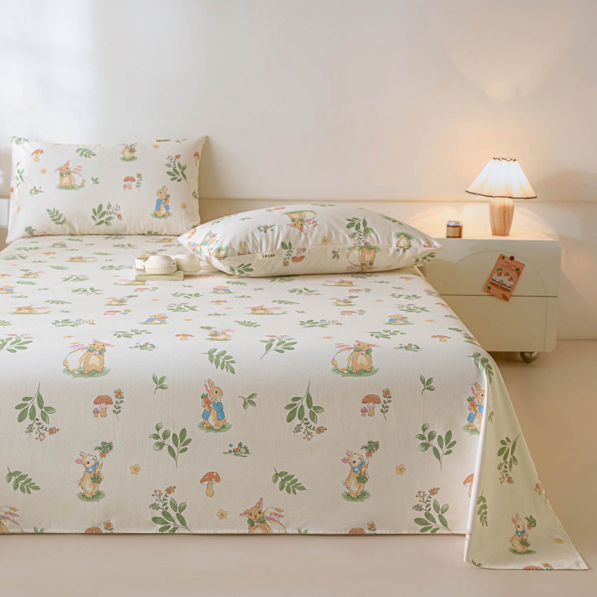 91家纺网 家纺一手货源 找家纺 涵宸家纺 2026新款全棉提花老粗布-单床单 床单-兔屿