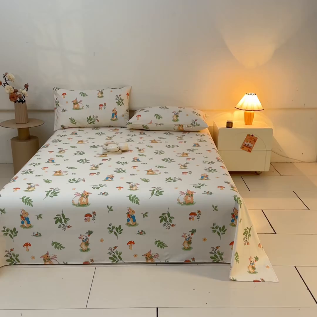 91家纺网 家纺一手货源 找家纺 涵宸家纺 2026新款全棉提花老粗布-单床单 床单-兔屿