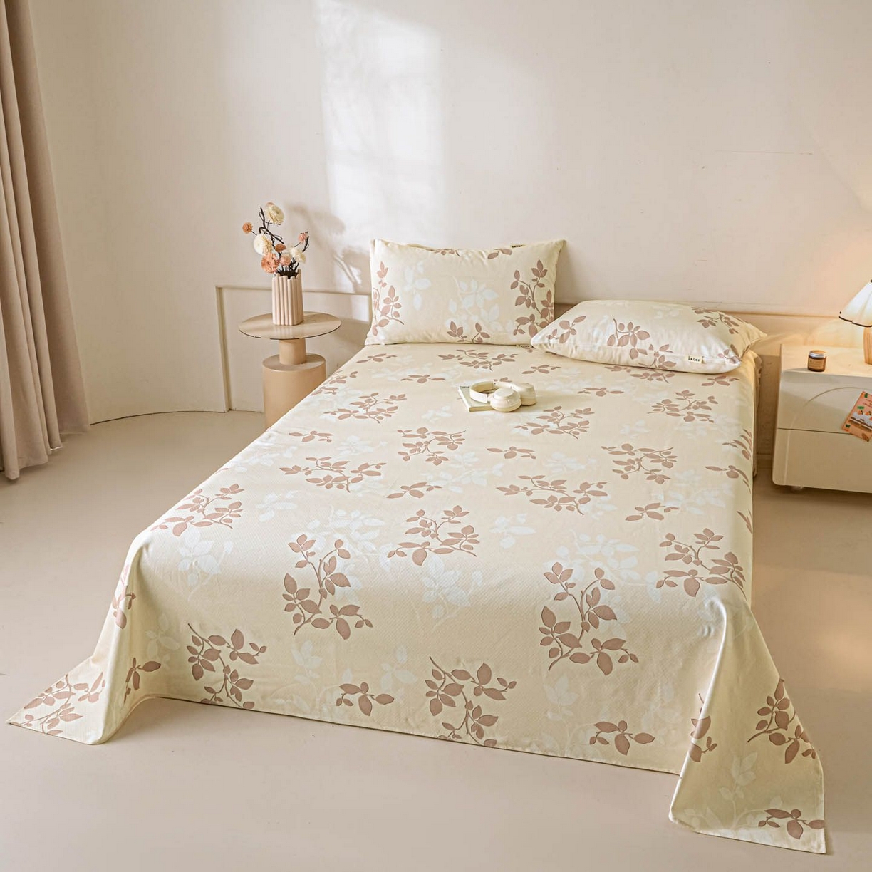 91家纺网 家纺一手货源 找家纺 涵宸家纺 2026新款全棉提花老粗布-单床单 床单-叶知秋