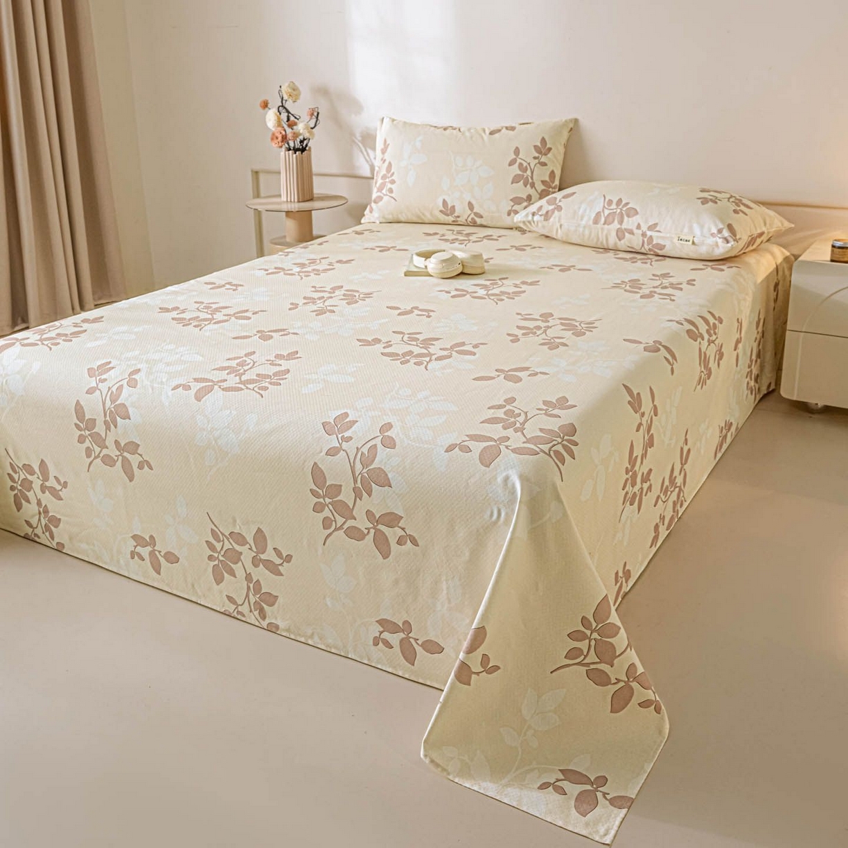 91家纺网 家纺一手货源 找家纺 涵宸家纺 2026新款全棉提花老粗布-单床单 床单-叶知秋