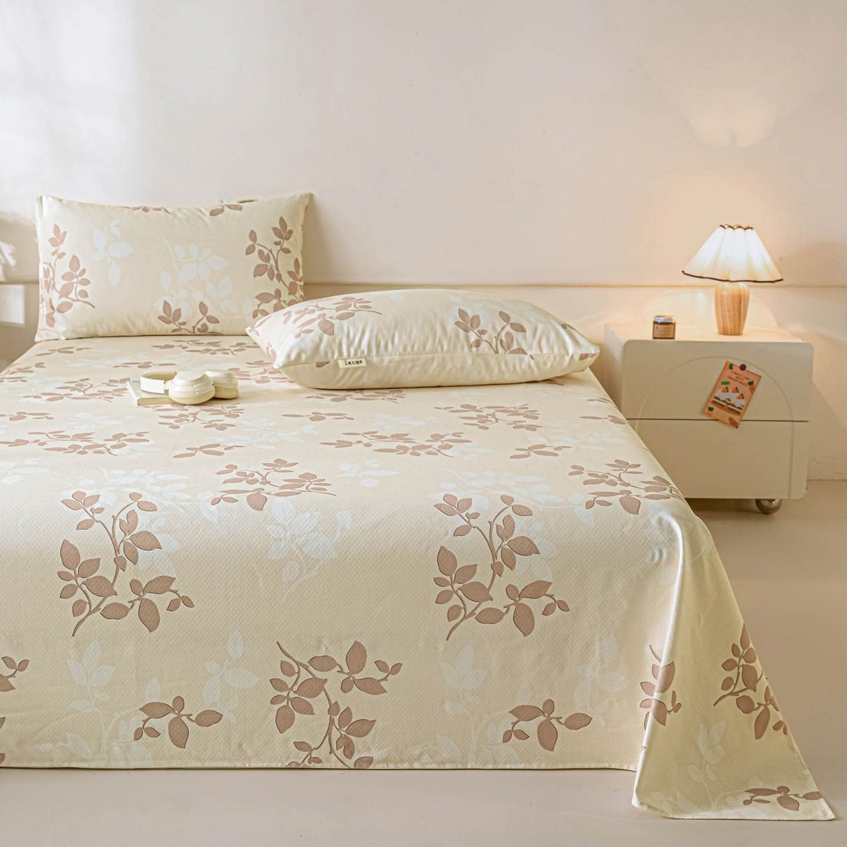 91家纺网 家纺一手货源 找家纺 涵宸家纺 2026新款全棉提花老粗布-单床单 床单-叶知秋