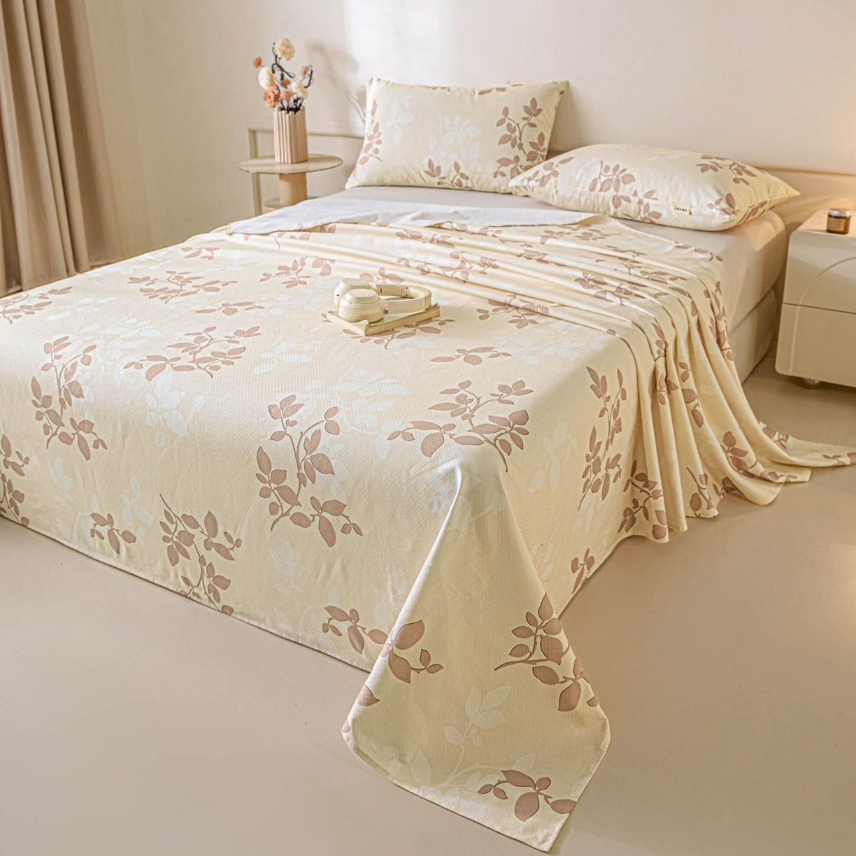 91家纺网 家纺一手货源 找家纺 涵宸家纺 2026新款全棉提花老粗布-单床单 床单-叶知秋