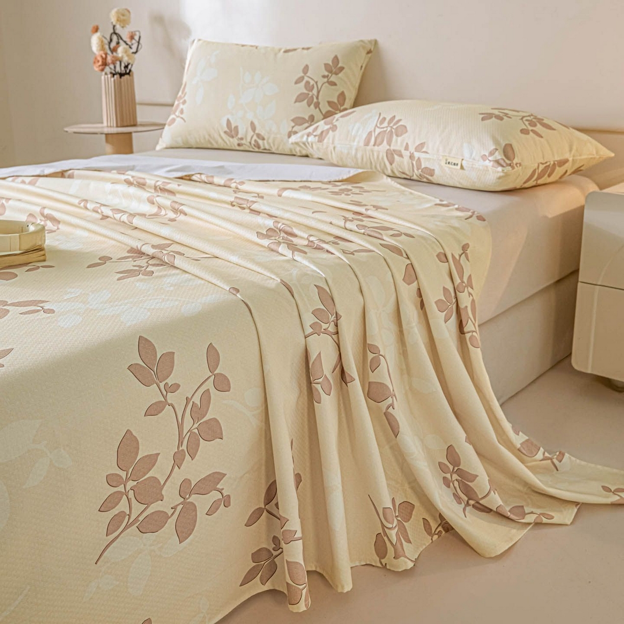 91家纺网 家纺一手货源 找家纺 涵宸家纺 2026新款全棉提花老粗布-单床单 床单-叶知秋