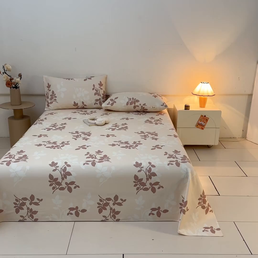 91家纺网 家纺一手货源 找家纺 涵宸家纺 2026新款全棉提花老粗布-单床单 床单-叶知秋